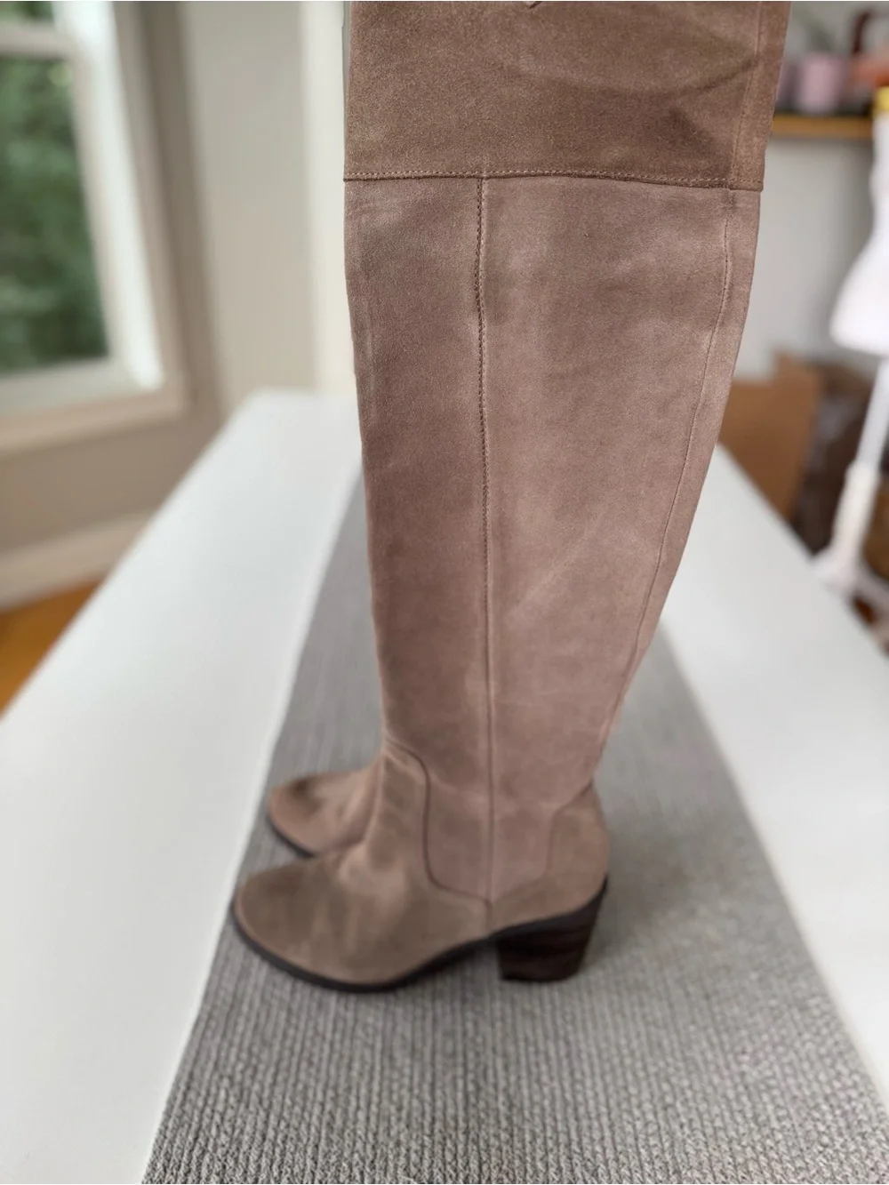 Seychelles Taupe Suede Over-the-Knee Block Heel Boots Sz 8
